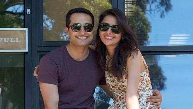 Sahba Idelkhani and his fiancee Melody. Sahba proposed to Melody with a custom-built iPhone app. Picture: news.com.au