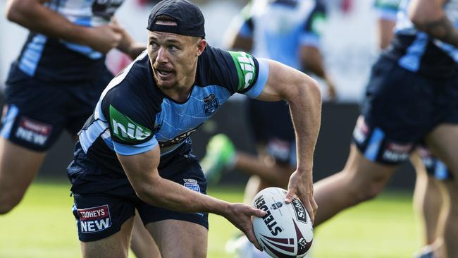 Damien Cook during training with NSW. Picture: Jenny Evans