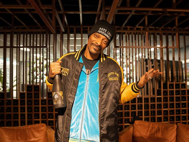 Snoop Dogg meets with Treasury Wine Estates CEO Tim Ford on Friday 3rd March, 2023. Snoop Dogg visited the offices of Treasury Wine Estates to meet the CEO and talk about the Treasury wine he represents, 19 Crimes. Picture: Supplied