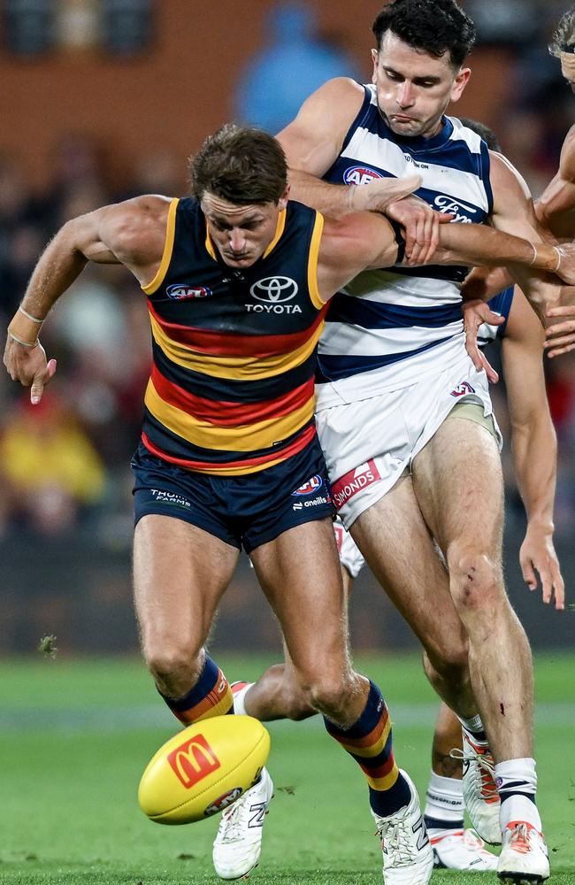 Matt Crouch had a game-high 37 disposals against the Cats. Picture: Mark Brake/Getty Images