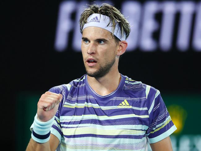 2020 Australian Open Tennis - Day Ten. Dominic Thiem (AUT) in action against Rafael Nadal (ESP) in their quarter-final match on Rod Laver Arena. Picture: Mark Stewart