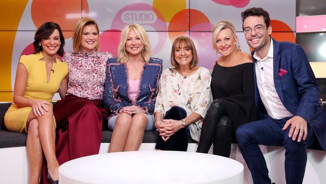 Natarsha Belling, Sarah Harris, Kerri-Anne Kennerley, Denise Drysdale, Angela Bishop and Joe Hildebrand. Picture: Tim Hunter.