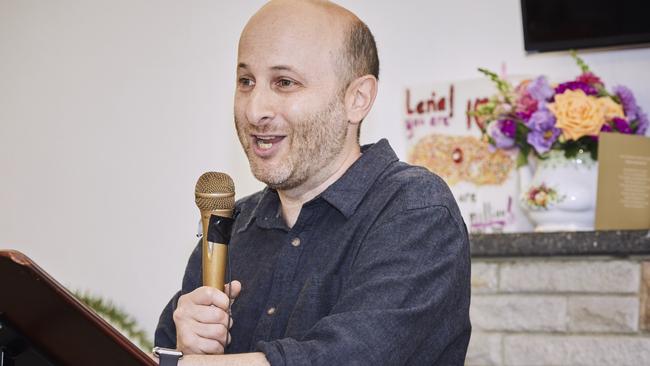 David Ziegler, grandson of Adek Bulkowstein and Hela Lefeld, makes a speech at Goldstein’s birthday party. Picture: Lauren Trompp