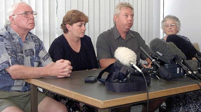 APPEAL: Kevin Beavis, Denise and Bruce Morcombe, Monique Beavis front the media shortly after Daniel&#39;s disappearance. Picture: Nicholas Falconer