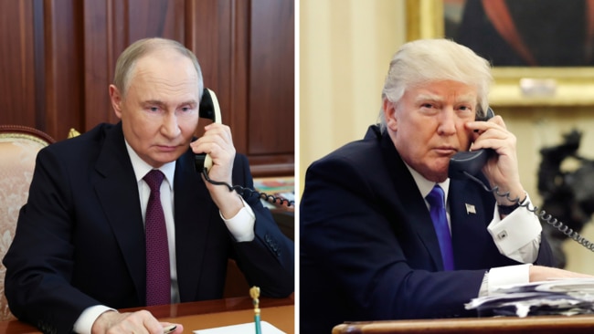 Vladimir Putin and Donald Trump spoke on the phone for more than an hour. Pictures: AP