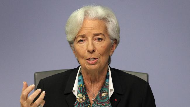 Christine Lagarde addresses the media during an ECB news conference. Picture: AFP