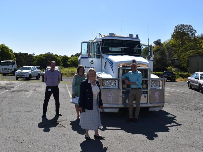 Lismore City Council general manager Shelley Oldham with mayor Isaac Smith, local emergency management officer Scott Turner and Paula Newman, strategic planning coordinator.