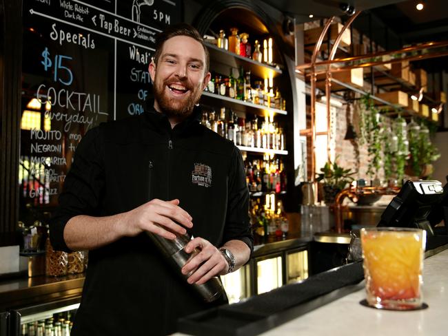 Chris Lucas, at The Push Bar in The Rocks, is one of many bar staff who have now been training in the Ask for Angela protocol. Picture: Jonathan Ng