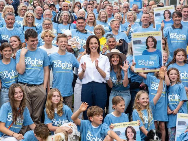 Dr Sophie Scamps with her sky blue volunteers and supporters at her campaign launch. Picture: Supplied