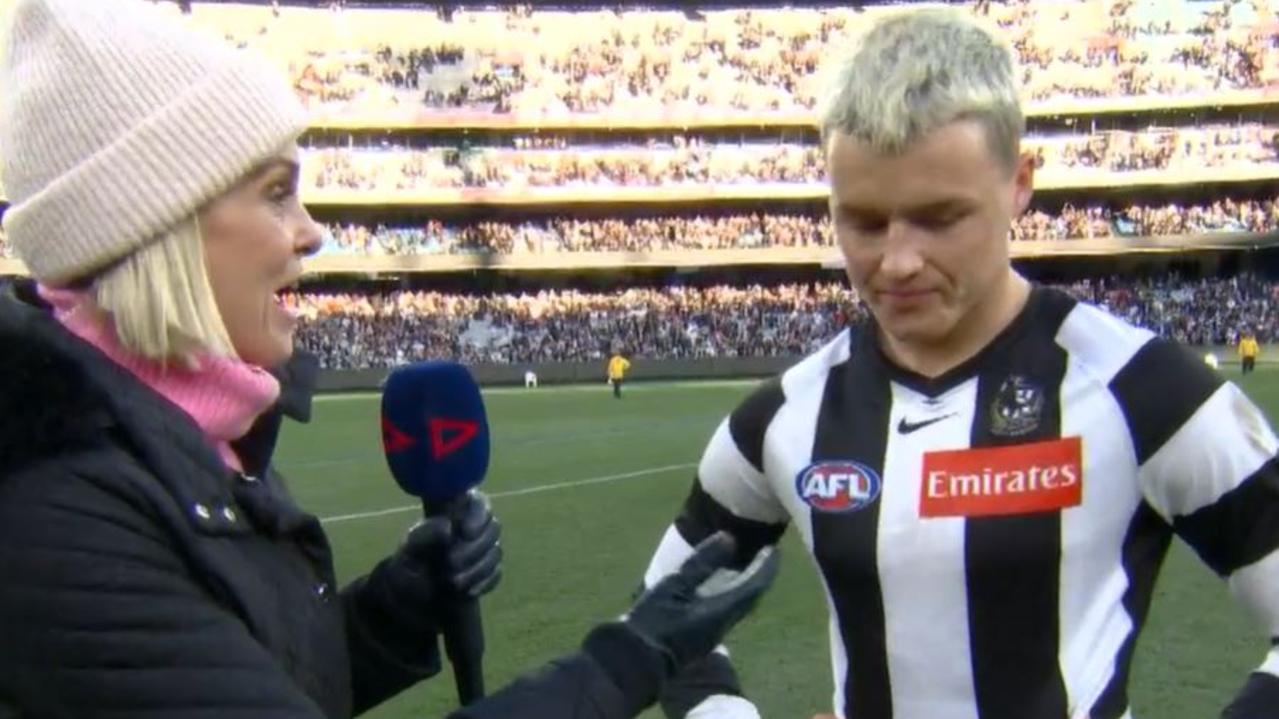 Jack Ginnivan dit que le commentaire a affecté sa santé mentale, interview, tacle haut, tenue du ballon, haussements d’épaules, canards, Collingwood Magpies vs Port Adelaide Power, vidéo