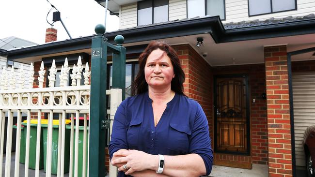 Owner Kelly at her house in Footscray after an out-of-control party. Picture: Aaron Francis