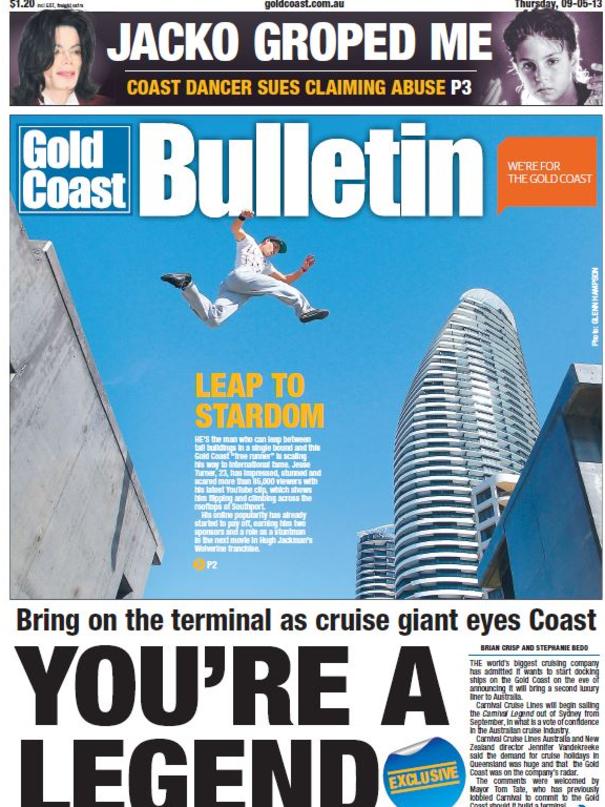 Gold Coast Bulletin front page.