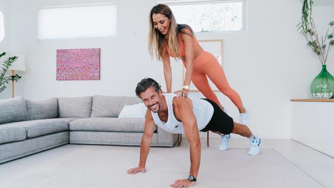 Former ‘Bachelor’ star Sam Wood and wife Snezana share holiday fitness tips. Wood has teamed with Bupa to try to encourage younger Australians to take up healthcare. Picture: Supplied.