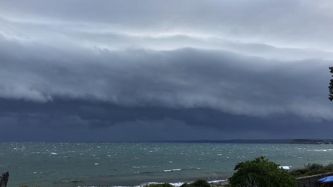 A storm front approaching the Mornington Peninsula. Picture: Richard Lipp