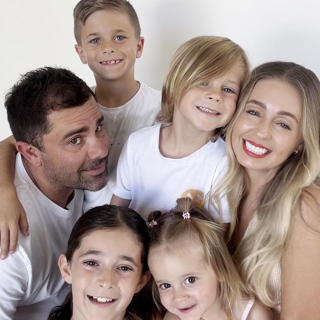 Hayley Berlingeri with her husband Paulo and their children Valentina, 10, Rome, 8, Sonny, 6, and Giulietta, 2. Picture: Supplied