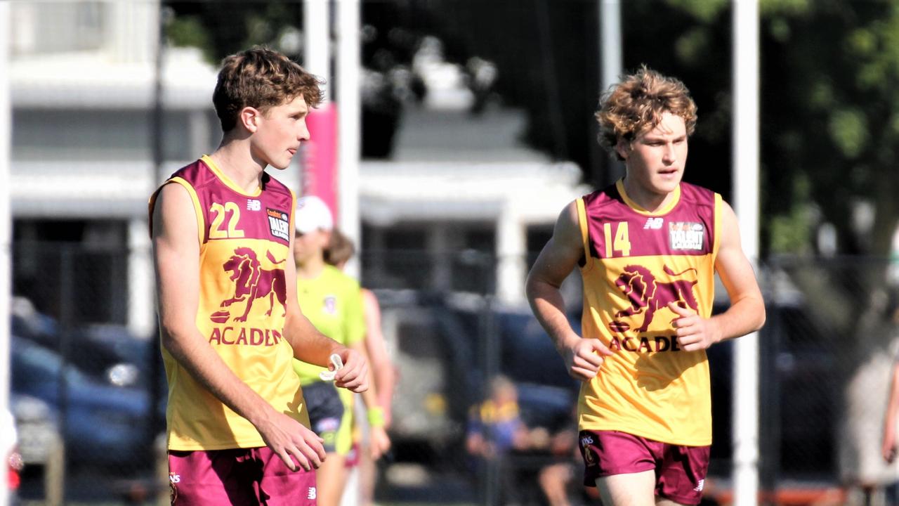 Lachie and Jordie Chambers at Lions Academy training.