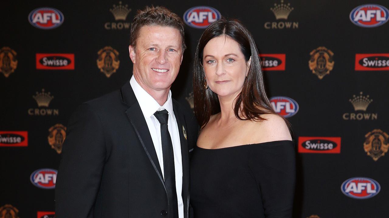 Damien Hardwick and wife Danielle at the 2017 Brownlow. Picture: Michael Klein