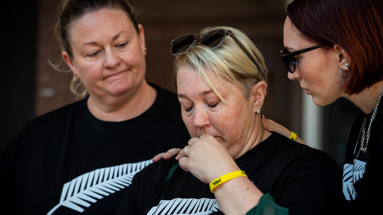 Ange Carey, Samara Laverty and Bridget Laverty as the jury delivered their verdict in the Declan Laverty murder trial at the Darwin Supreme Court on June 20th, 2024. Picture: Pema Tamang Pakhrin