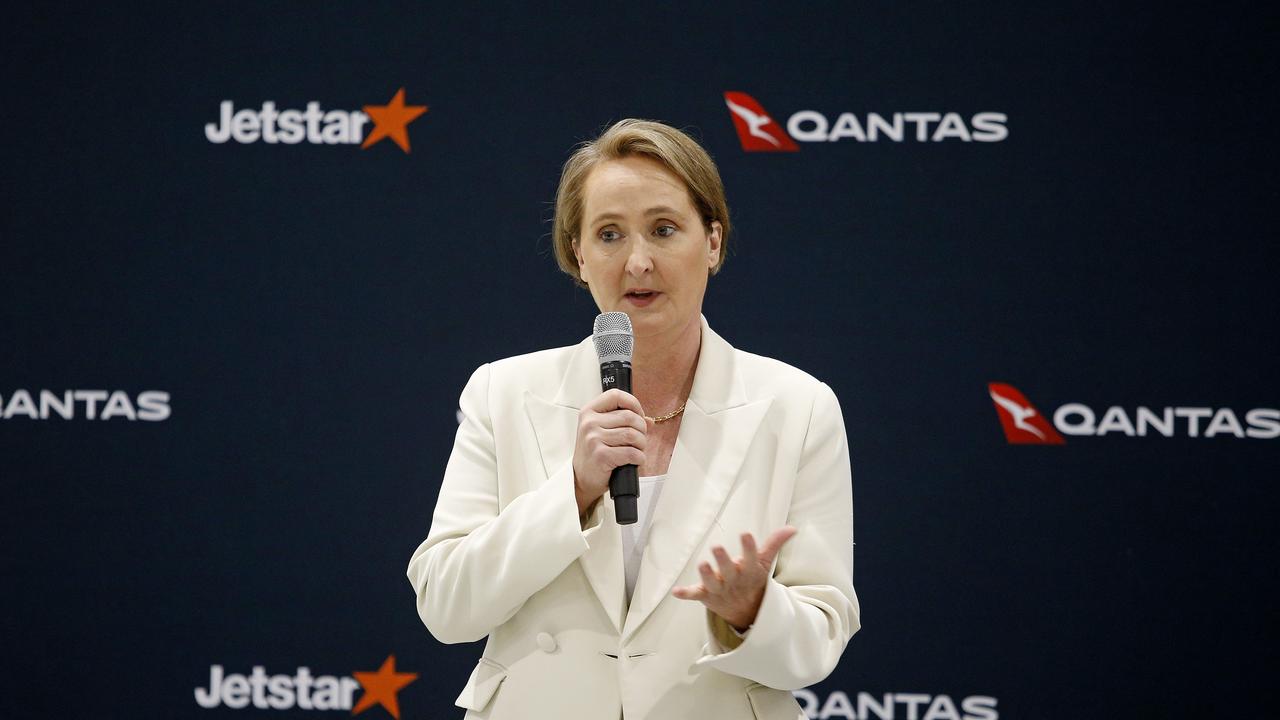 Qantas CEO Vanessa Hudson faced questions about Alan Joyce and the current pay packet for executives. Picture: NewsWire / John Appleyard