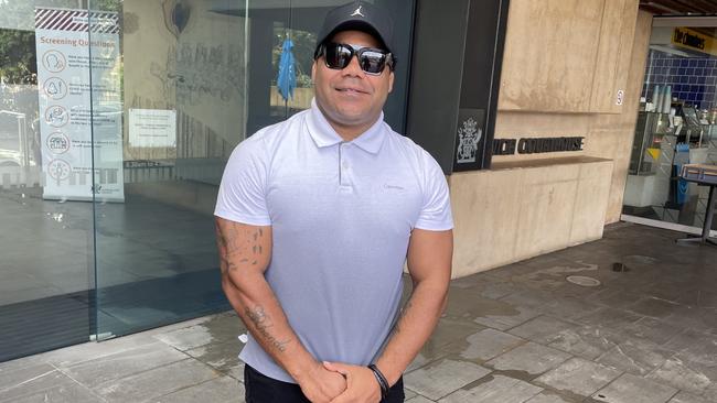 NRL star Chris Sandow outside the Ipswich Courthouse on February 24, after receiving a not-guilty verdict at his police assault trial. Picture: Nicola McNamara