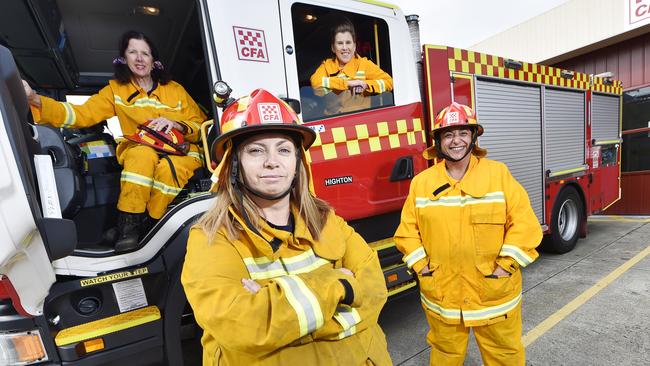 Barwon Heads captain Helen Wood, Winchelsea captain Kaylene Stocks, Highton captain Ali Jordan and St Leonards captain Niki Habibas. The are four female CFA captains in the region. Picture: Alan Barber