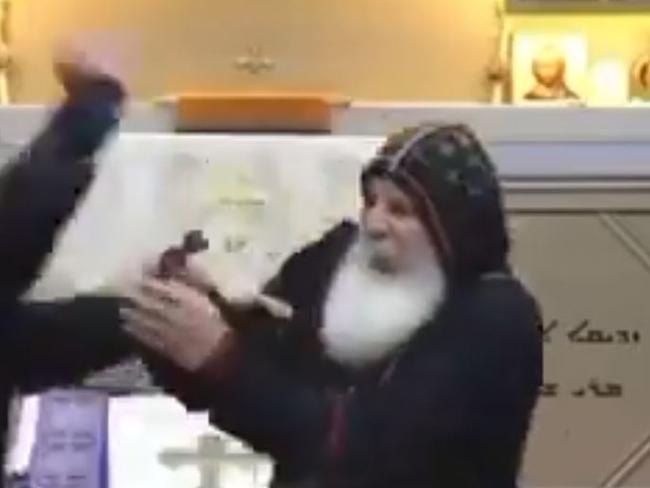 Bishop Mar Mari was preaching in his Assyrian Christian church when an Arabic-speaking 16-year-old boy suddenly — allegedly — stabbed him in the head. Picture: Twitter