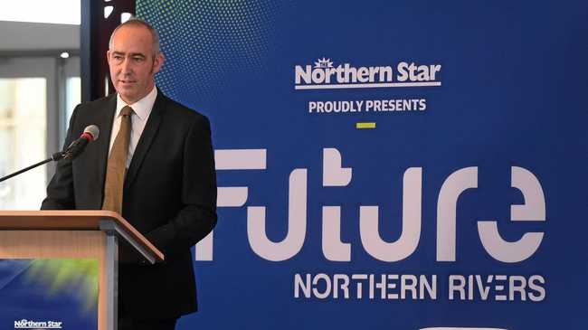 Northern Star editor David Kirkpatrick at the Future Northern Rivers event at SCU. Picture: Marc Stapelberg