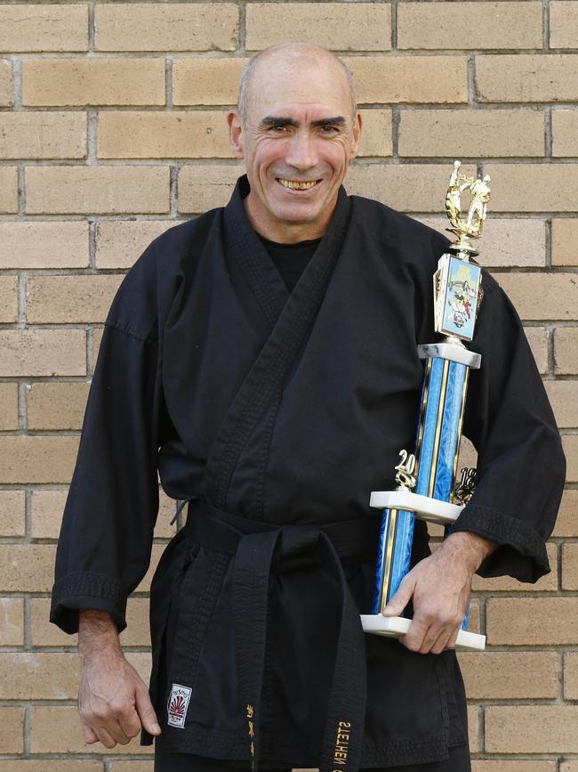 Stephen Chamberlain is living his dream of being a karate instructor at Universal Kempo Karate. Picture: David Swift