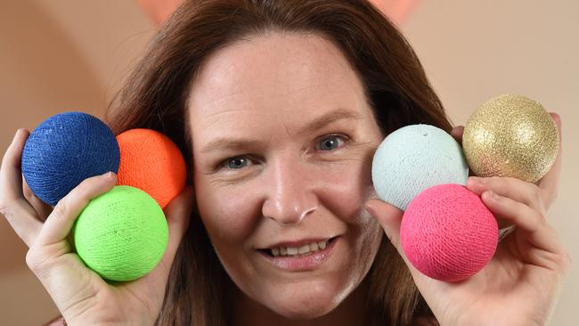 Mordialloc entrepreneur Julie Dal Pra sells fairtrade bright cotton lights. Picture: Chris Eastman