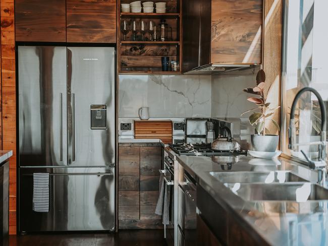 The well-equipped stylish kitchen at the Swan River Sanctuary. Picture: Dearna Bond and Renee Thurston