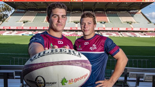 New Reds duo Josh Nasser and Tom Kibble at Ballymore. (Brendan Hertel)