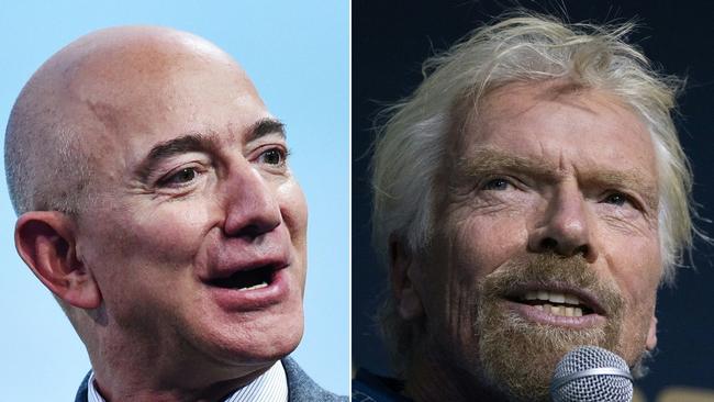 Blue Origin founder Jeff Bezos, left, and Virgin Group founder Sir Richard Branson. Photo combination by AFP