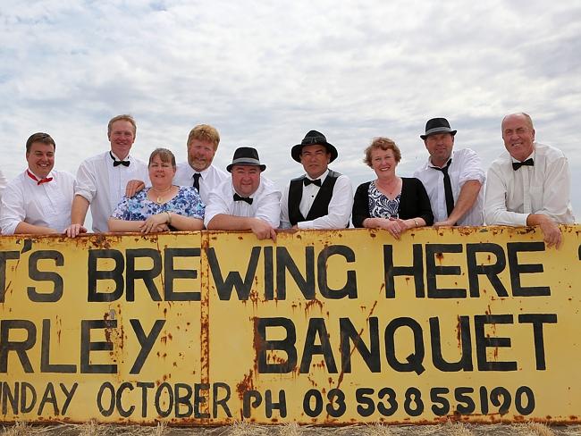 The Original Rupanyup Barley Banquet Committee 20 years ago: L-R: Anthony Chapman, Rupanyup, Rod Weidemann, Rupanyup, Lynette Teasdale, Peter Teasdale, Jason McQueen, Paul Oxbrow, Cheryl Dunlop, Mark McQueen, Russell Dunlop, all from Rupanyup. Picture: Yuri Kouzmin