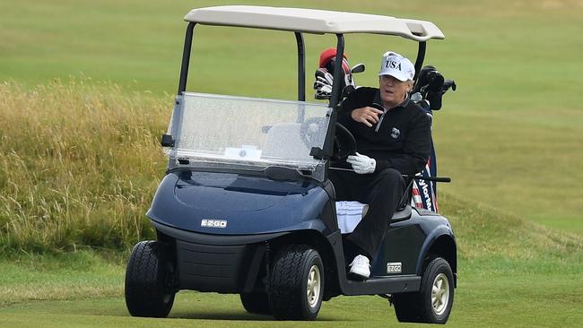 U.S. President Donald Trump plays a round of golf at Trump Turnberry Luxury Collection Resort on July 15, 2018 in Turnberry, Scotland. Picture: Getty