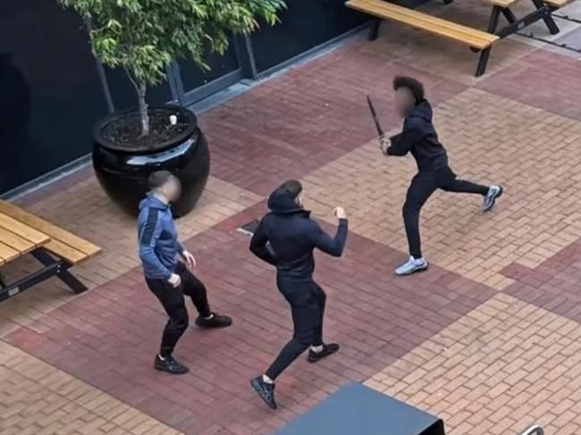 A man wielding a Machete at Northland Shopping centre in was been arrested. Picture: Seven News