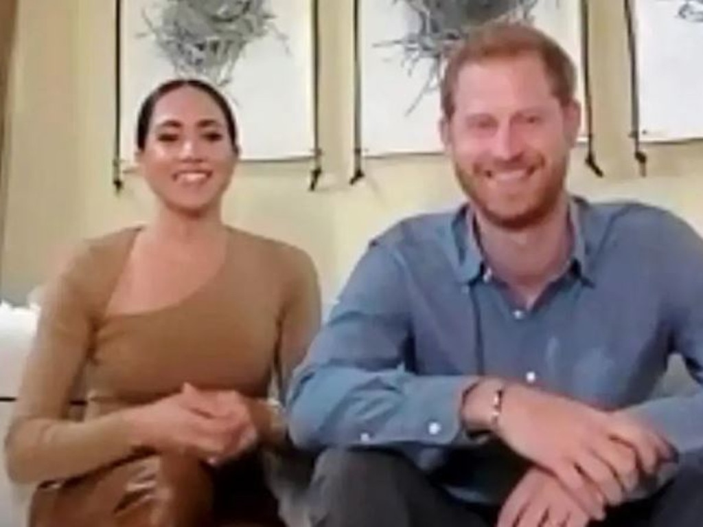 Meghan and Harry looked relaxed during the powerful interview. Picture: Evening Standard/Twitter