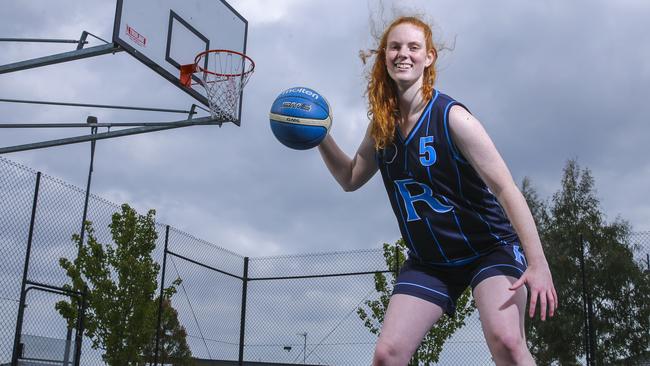 Rowville Secondary College graduate Eliana Bravington, 18, has got a basketball scholarship to play at California Baptist University next year. Picture: Wayne Taylor.