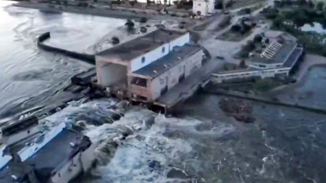 The Nova Kakhovka Hydroelectric Power Station after the breach. Picture: AFP