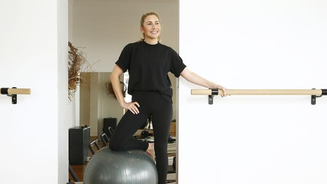 Kirsten King at her Fluidform pilates studio on the border of Randwick and Clovelly. Picture: John Appleyard