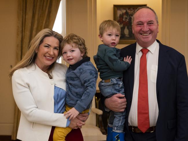 Vikki Campion and her partner Barnaby Joyce with their two sons Sebastian and Thomas. Picture: NCA NewsWire/Martin Ollman