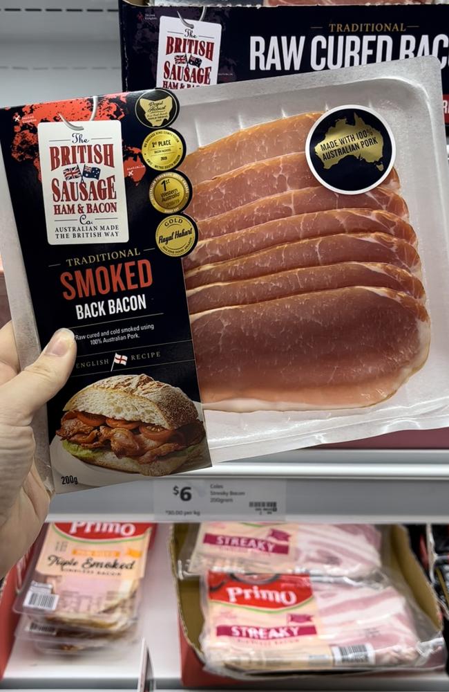 British-style bacon now sold in Coles and Woolworths. Picture: Supplied/news.com.au