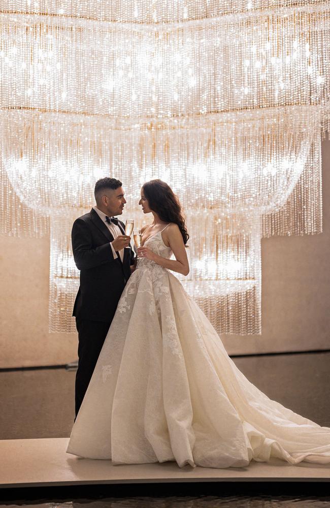 Adelaide and Roberto Bran Hernandez held their reception in the Queensland Art Gallery. Picture: Evernew Studio