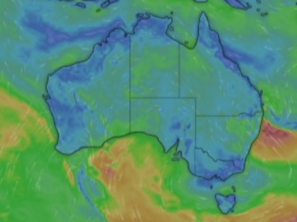 Australia continues to be battered by rain. Picture: Windy.com.