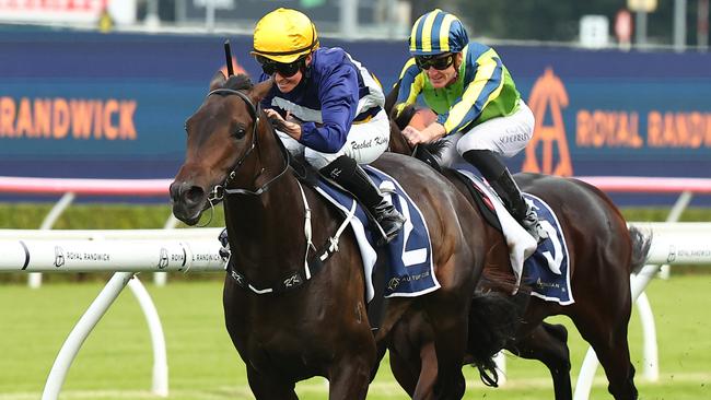 Rachel King and Invincible Spy lead all-the-way at Randwick. Picture: Getty Images