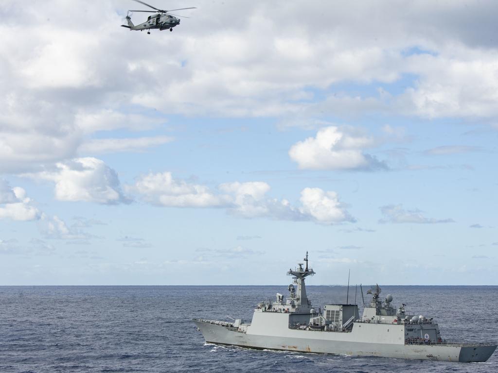 210722-N-XB010-1009 CORAL SEA (July 22, 2021) ROKS Wang Geon (DD 978) steams in formation alongside partner nations and allies during Talisman Sabre (TS) 21. This is the ninth iteration of Talisman Sabre, a large-scale, bilateral military exercise between Australia and the U.S. involving more than 17,000 participants from seven nations. The month-long multi-domain exercise consists of a series of training events that reinforce the strong U.S./Australian alliance and demonstrate the U.S. MilitaryÃ¢â&#130;¬â&#132;¢s unwavering commitment to a free and open Indo-Pacific. (U.S. Navy photo by Mass Communication Specialist 2nd Class Desmond Parks)