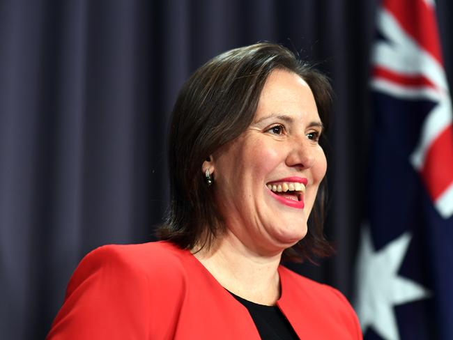 Minister for Jobs Kelly O'Dwyer delivers a press conference in the Blue Room at Parliament House, in Canberra, Thursday, February 21, 2019. A record number of Australians are in work, with seasonally adjusted employment increasing by 39,100 in January 2019, to stand at a record high, of 12,751,800. (AAP Image/Sam Mooy) NO ARCHIVING