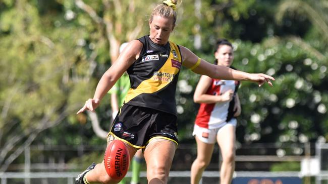 Nightcliff spearhead Mickayla Ward’s five goals kicked her side into the WPL preliminary final. Picture Tymunna Clements AFLNT/Media