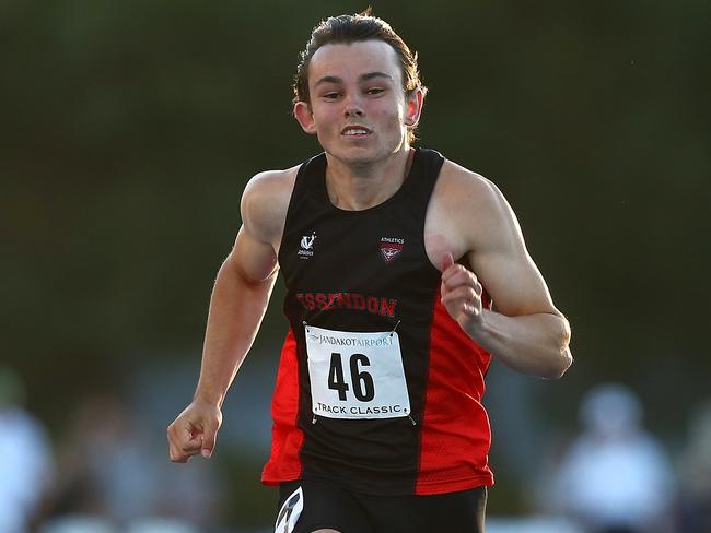 Teen sensation Jack Hale running the 100m last month in Perth where he ran 10.10sec. Picture: Getty Images