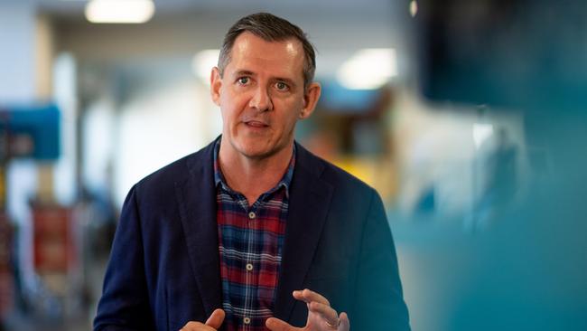 Chief Minister Michael Gunner at Darwin Airport yesterday before flying to Sydney to formalise arrangements with the Prime Minster Scott Morrision today to repatriate stranded overseas Australians via the Howard Springs quarantine facility. Picture: Che Chorley