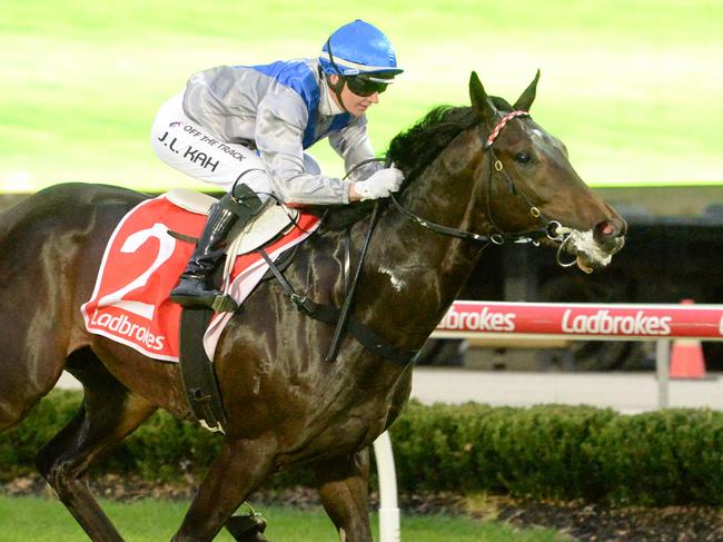 Angel Capital ridden by Jamie Kah wins the Frankston Sand Soil & Mini Mix 2YO Maiden Plate at Cranbourne Racecourse on April 26, 2024 in Cranbourne, Australia. (Photo by Ross Holburt/Racing Photos via Getty Images)